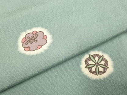 平和屋着物▽上質な小紋　単衣　舞花文　正絹　逸品　DABF5529du