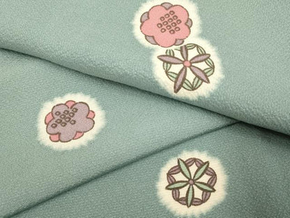 平和屋着物▽上質な小紋　単衣　舞花文　正絹　逸品　DABF5529du