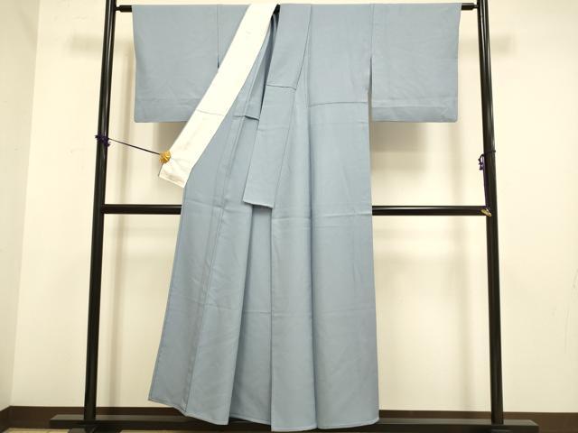 平和屋着物▽上質な色無地　単衣　濃い藤色　正絹　逸品　DABF5531du
