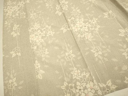 平和屋着物▽本塩沢　単衣　草花文　正絹　逸品　DABF5535du
