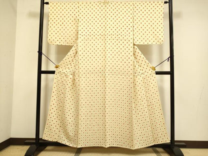 平和屋着物▽上質な小紋　単衣　絞り　丸文　正絹　逸品　DABF5536du
