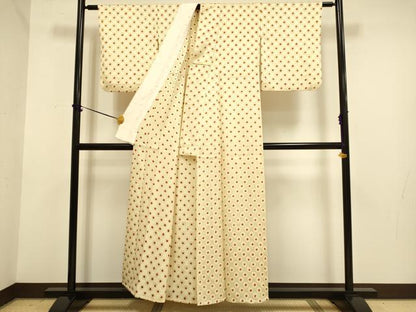 平和屋着物▽上質な小紋　単衣　絞り　丸文　正絹　逸品　DABF5536du
