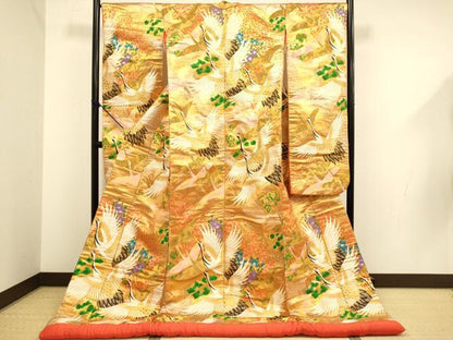 平和屋本店●色打掛　お引きずり　和装　花嫁　婚礼　結婚式　神社挙式　唐織　飛鶴花文　逸品　DABF5565du