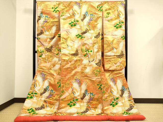平和屋本店●色打掛　お引きずり　和装　花嫁　婚礼　結婚式　神社挙式　唐織　飛鶴花文　逸品　DABF5565du