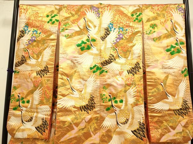 平和屋本店●色打掛　お引きずり　和装　花嫁　婚礼　結婚式　神社挙式　唐織　飛鶴花文　逸品　DABF5565du