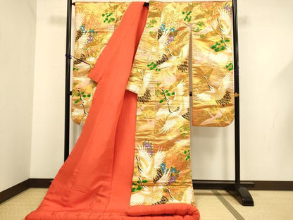 平和屋本店●色打掛　お引きずり　和装　花嫁　婚礼　結婚式　神社挙式　唐織　飛鶴花文　逸品　DABF5565du