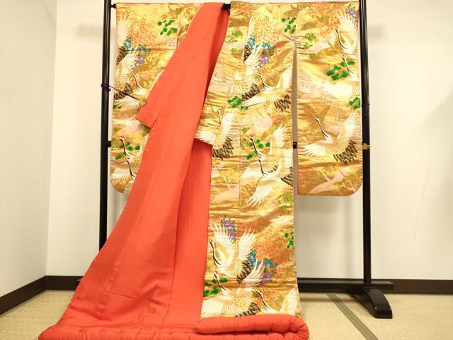 平和屋本店●色打掛　お引きずり　和装　花嫁　婚礼　結婚式　神社挙式　唐織　飛鶴花文　逸品　DABF5565du