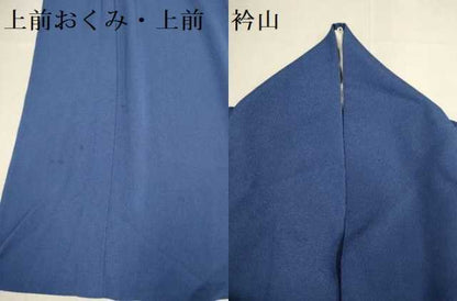 平和屋着物▽色無地　単衣　濃い花色　鬼しぼ縮緬　洗える着物　DABF5571du