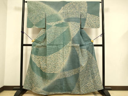 平和屋着物▽染織の名門　しょうざん  生紬　訪問着　単衣　霞文　反端付き　正絹　逸品　DABF5573du