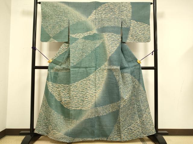 平和屋着物▽染織の名門　しょうざん  生紬　訪問着　単衣　霞文　反端付き　正絹　逸品　DABF5573du