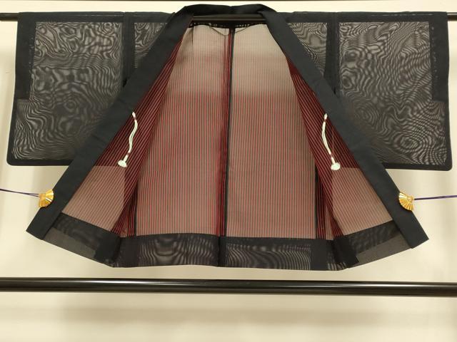 平和屋着物▽羽織　スリーシーズン　春夏秋　塵除け　濃い黒紅色　正絹　逸品　DABF5575du