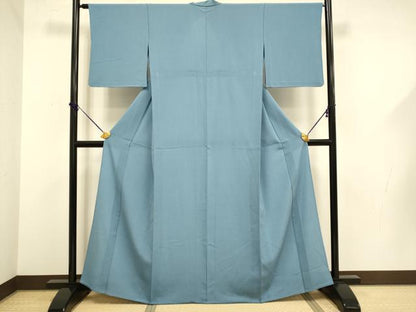 平和屋着物▽色無地　単衣　薄花色　鬼しぼ縮緬　さんび謹製　洗える着物　DABF5576du