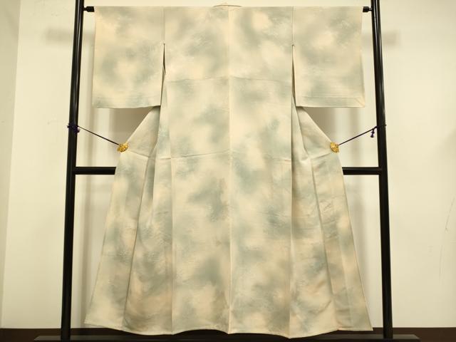 平和屋着物▽上質な小紋　単衣　枝葉地紋　暈し染め　正絹　逸品　DABF5577du