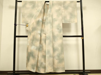 平和屋着物▽上質な小紋　単衣　枝葉地紋　暈し染め　正絹　逸品　DABF5577du
