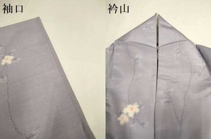 平和屋着物▽上質な紬　単衣　花間道　正絹　逸品　DABF5582du