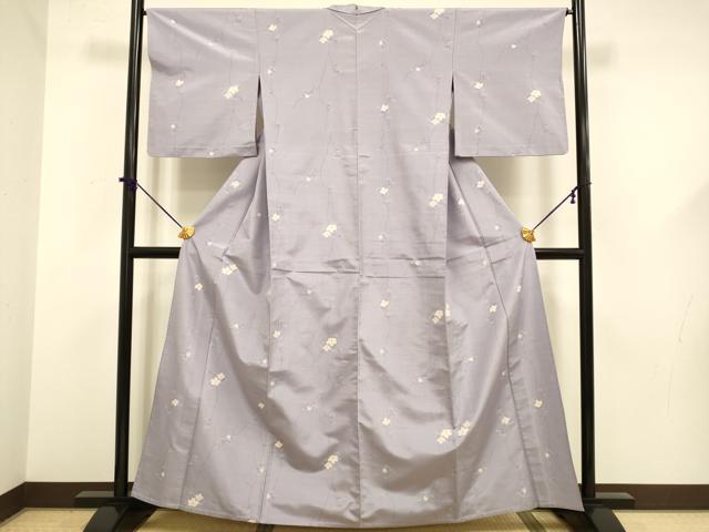 平和屋着物▽上質な紬　単衣　花間道　正絹　逸品　DABF5582du