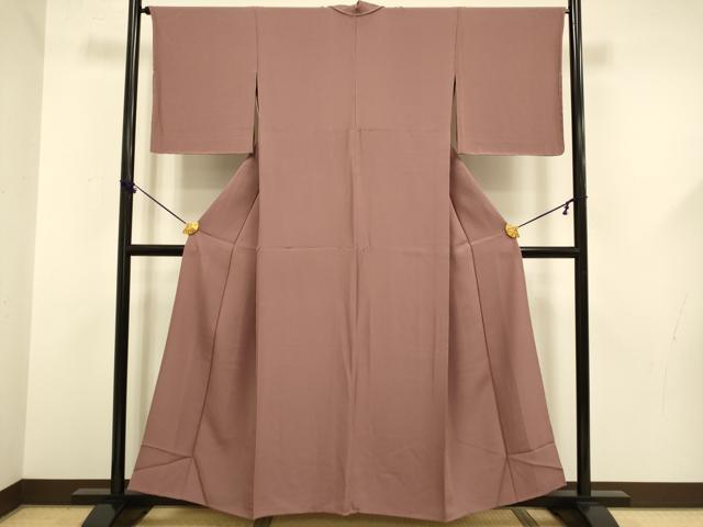 平和屋着物▽上質な色無地　単衣　蘇芳香色　正絹　逸品　DABF5585du