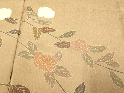 平和屋着物▽訪問着　単衣　駒刺繍　枝花文　正絹　逸品　未使用　DABF5591du