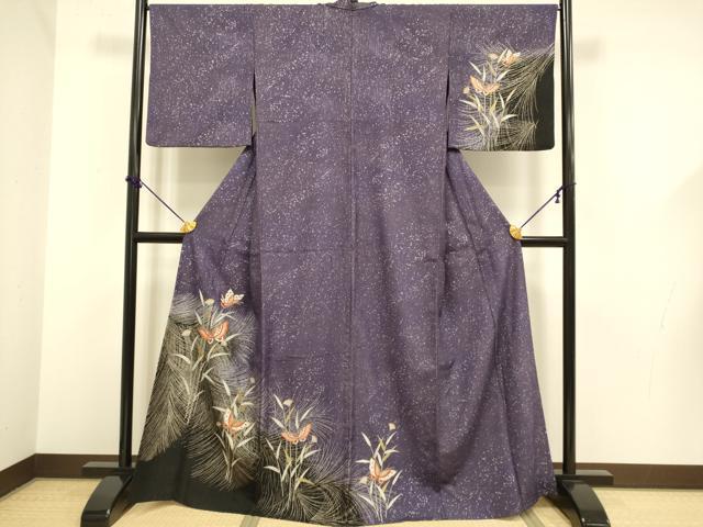 平和屋着物▽訪問着　単衣　花蝶文　金銀彩　洗える着物　DABF5592du