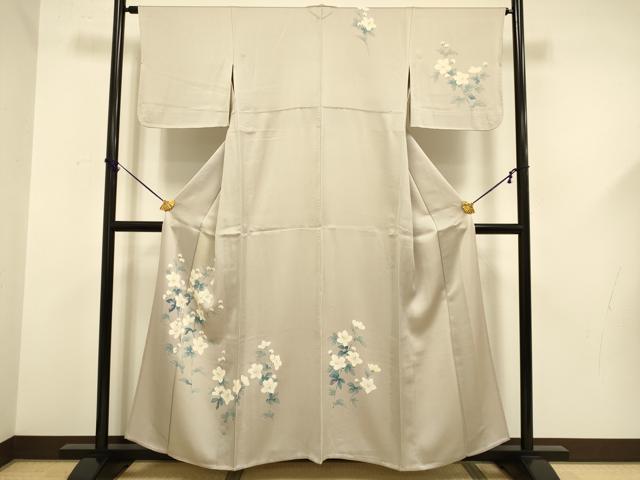 平和屋着物▽訪問着　単衣　草花文　正絹　逸品　DABF5596du