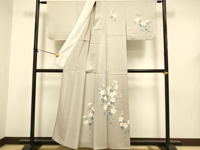平和屋着物▽訪問着　単衣　草花文　正絹　逸品　DABF5596du