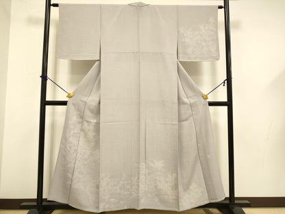 平和屋着物▽伝統工芸師　服部光擴　訪問着　単衣　立波風景花文　正絹　逸品　未使用　DABF5599du