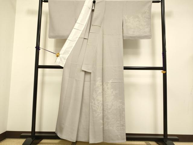 平和屋着物▽伝統工芸師　服部光擴　訪問着　単衣　立波風景花文　正絹　逸品　未使用　DABF5599du