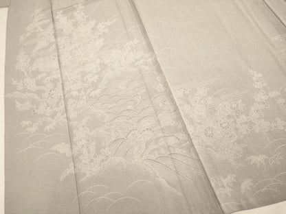 平和屋着物▽伝統工芸師　服部光擴　訪問着　単衣　立波風景花文　正絹　逸品　未使用　DABF5599du