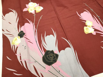 平和屋着物▽訪問着　単衣　薔薇　洗える着物　DABF5605du