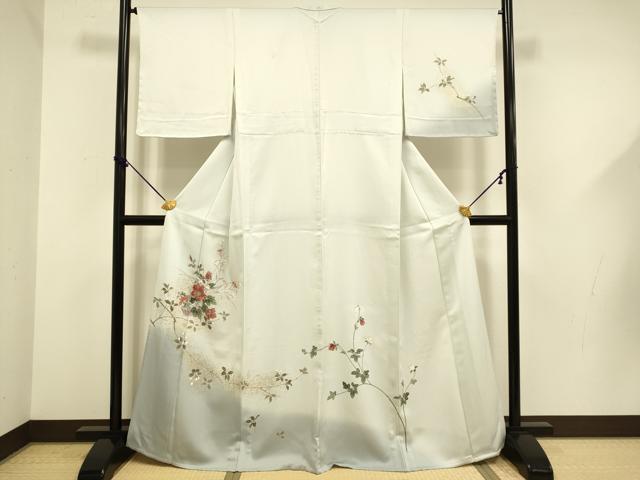 平和屋着物▽訪問着　単衣　花籠文　暈し染め　金彩　正絹　逸品　未使用　DABF5606du