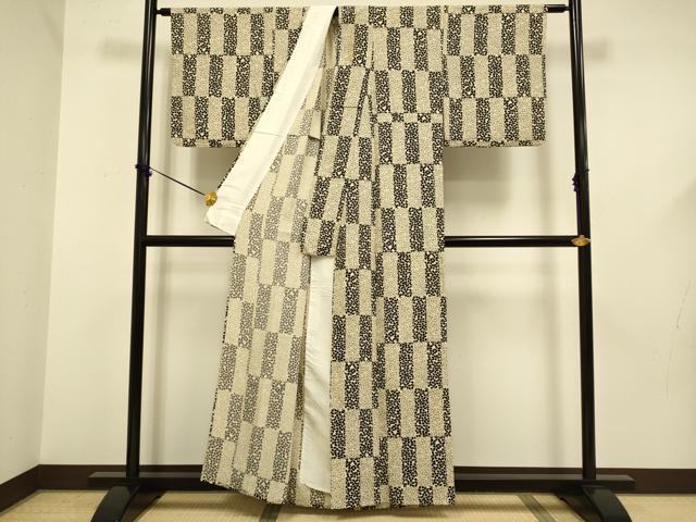 平和屋着物▽上質な小紋　単衣　舞桜文　正絹　逸品　DABF5607du