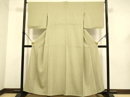 平和屋着物▽上質な色無地　単衣　利休茶色　正絹　逸品　DABF5609du