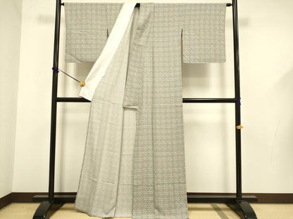 平和屋着物▽小紋　単衣　扇尽くし　洗える着物　DABF5614du