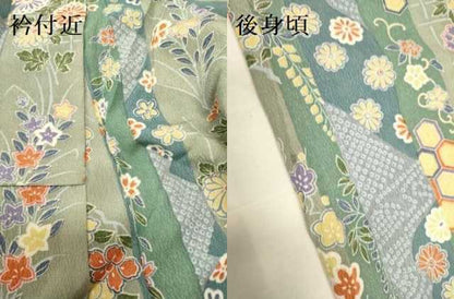 平和屋着物▽小紋　単衣　吉祥花間道　洗える着物　DABF5616du