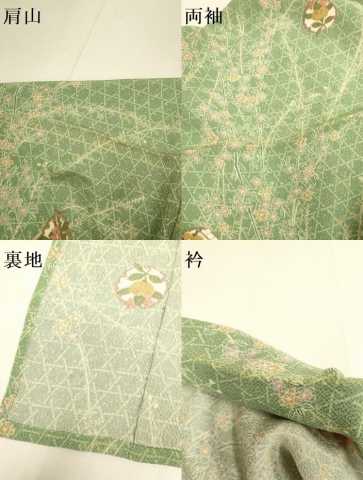 平和屋着物▽上質な小紋　単衣　雪輪花文　鬼しぼ縮緬　正絹　逸品　DABF5621du