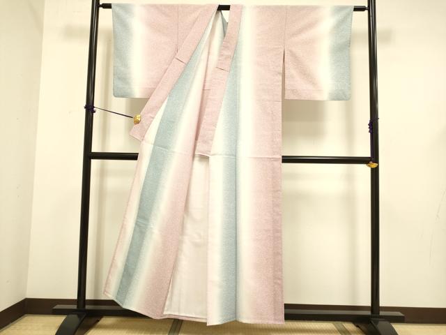 平和屋着物▽小紋　単衣　霞間道　暈し染め　洗える着物　DABF5623du