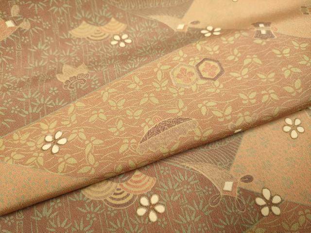 平和屋着物▽上質な小紋　単衣　宝尽くし立波舞蝶文　正絹　逸品　DABF5625du