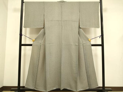 平和屋着物▽上質な小紋　単衣　飛鶴文　正絹　逸品　DABF5626du
