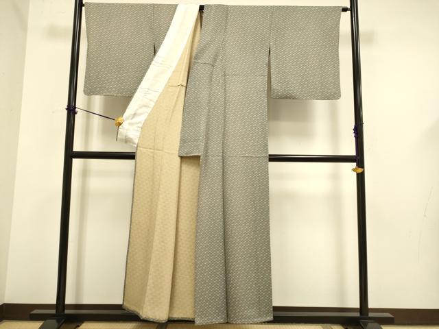 平和屋着物▽上質な小紋　単衣　飛鶴文　正絹　逸品　DABF5626du