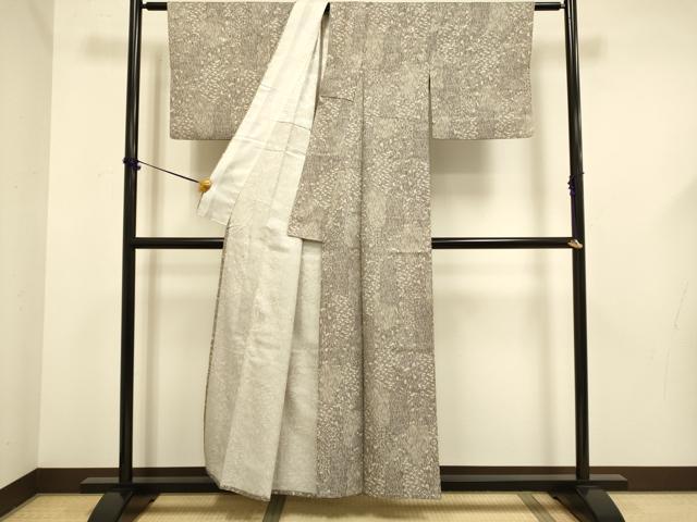 平和屋着物▽小紋　単衣　切嵌花文　洗える着物　DABF5629du