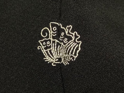 平和屋着物▽訪問着　単衣　丸文　黒地　金糸　正絹　逸品　DABF5631du
