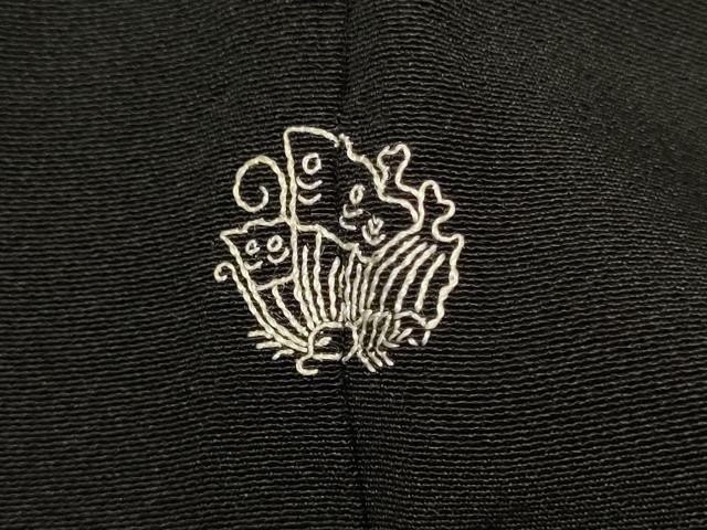 平和屋着物▽訪問着　単衣　丸文　黒地　金糸　正絹　逸品　DABF5631du