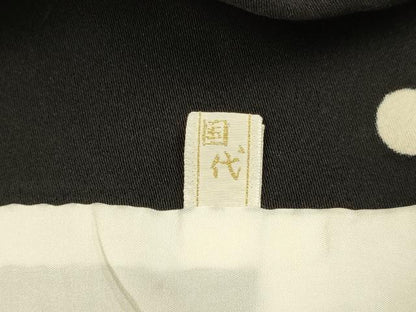 平和屋着物▽訪問着　単衣　丸文　黒地　金糸　正絹　逸品　DABF5631du