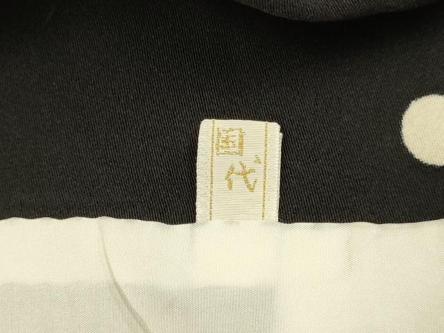 平和屋着物▽訪問着　単衣　丸文　黒地　金糸　正絹　逸品　DABF5631du