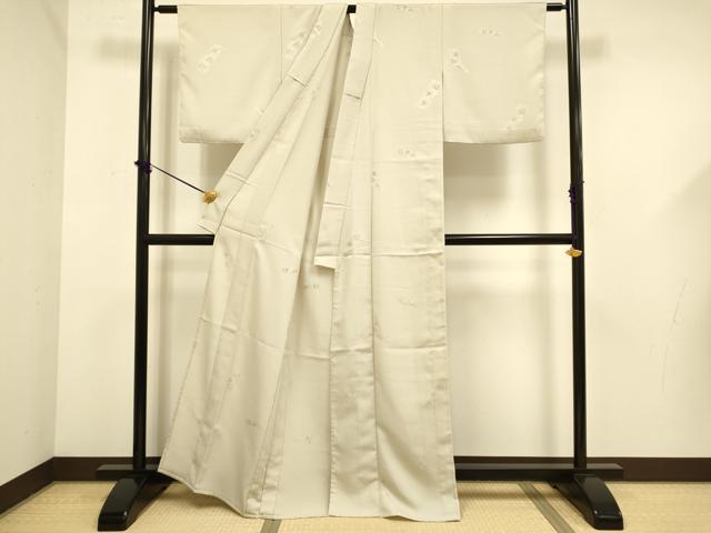 平和屋着物▽小紋　単衣　短冊花文　銀糸　洗える着物　DABF5633du