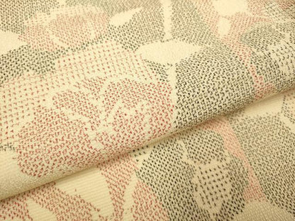 平和屋着物▽本塩沢　単衣　草花文　正絹　逸品　DABF5641du