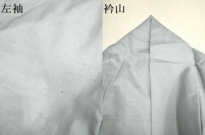 平和屋着物▽石川県指定無形文化財　牛首紬　白山工房　手織り　単衣　色無地　淡藤色　正絹　逸品　DABF5642du