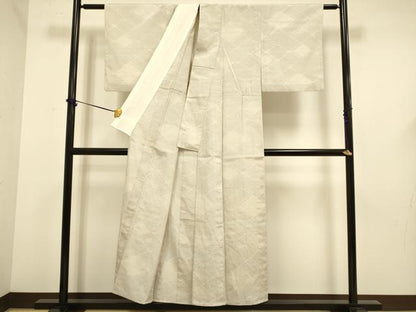 平和屋着物▽本塩沢　単衣　110亀甲　菱文　正絹　逸品　DABF5645du