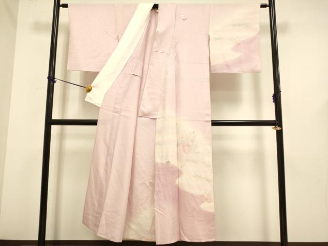 平和屋着物▽中国三大刺繍　スワトウ刺繍　汕頭刺繍　総刺繍　訪問着　単衣　貝桶花文　暈し染め　正絹　逸品　DABF5648du