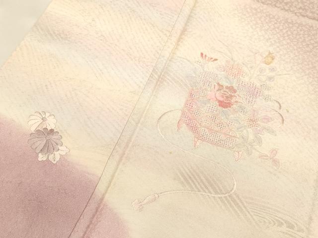 平和屋着物▽中国三大刺繍　スワトウ刺繍　汕頭刺繍　総刺繍　訪問着　単衣　貝桶花文　暈し染め　正絹　逸品　DABF5648du